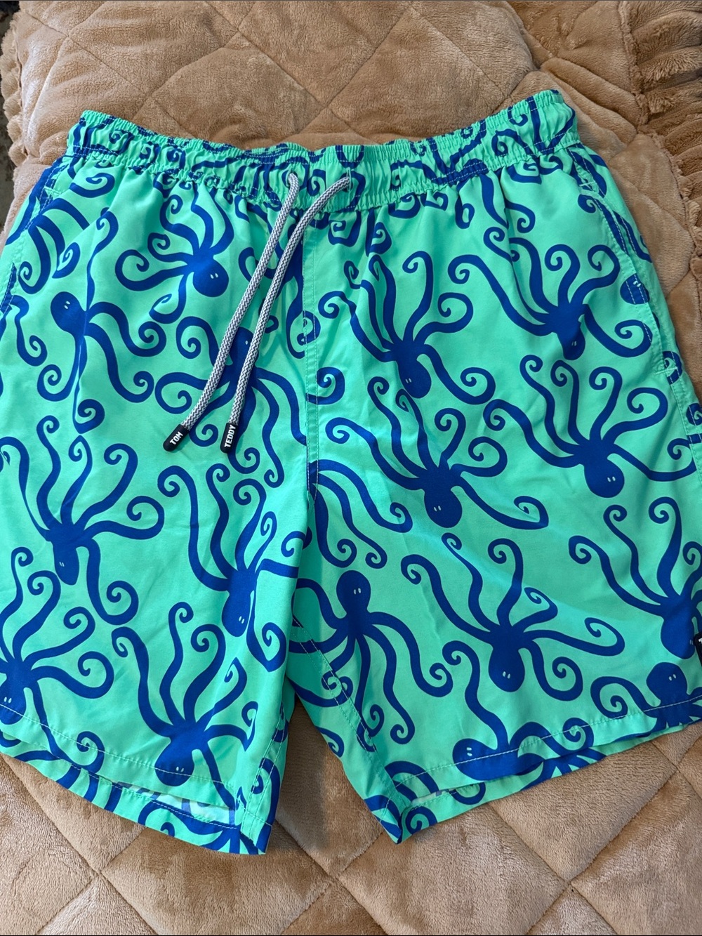 Tom & Teddy Aqua and Navy Octopus Swim Shorts